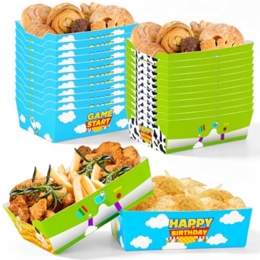 Food Snacks For Party - 24 Pezzi Vassoi di Carta a